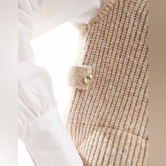 ASOS River Island hybrid shirt jumper in beige NWT - Picture 7 of 8